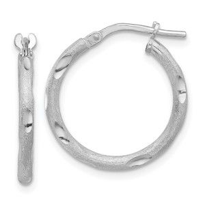 Sterling Silver Rhodium-plated Satin and Polished D/C Hoop Earrings